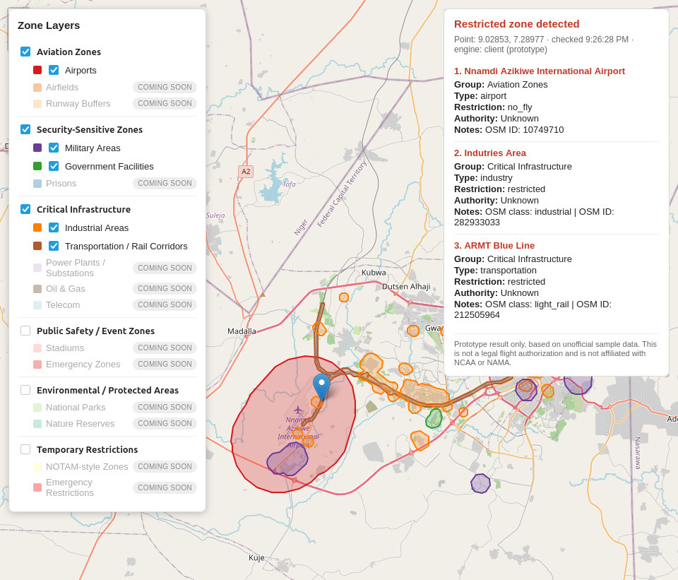 Nigeria Drone Airspace Restriction Map
